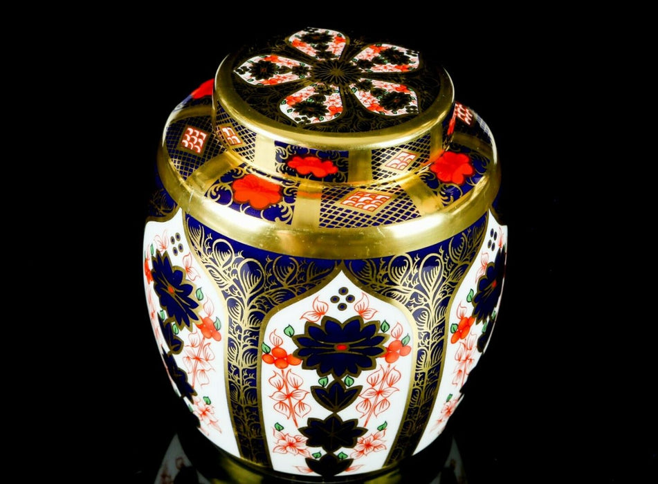 ROYAL CROWN DERBY - JAPANESE OLD IMARI 1128 SOLID GOLD BAND GINGER JAR