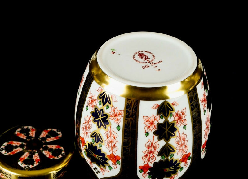 ROYAL CROWN DERBY - JAPANESE OLD IMARI 1128 SOLID GOLD BAND GINGER JAR
