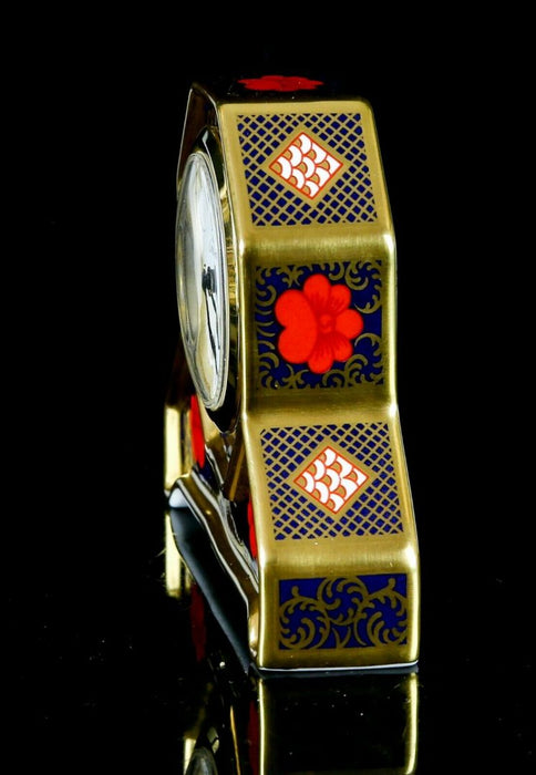 ROYAL CROWN DERBY - JAPANESE OLD IMARI 1128 SOLID GOLD BAND DESK/MANTEL CLOCK