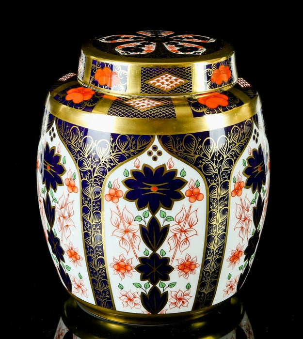 ROYAL CROWN DERBY - LARGE OLD IMARI 1128 GOLD BAND GINGER JAR