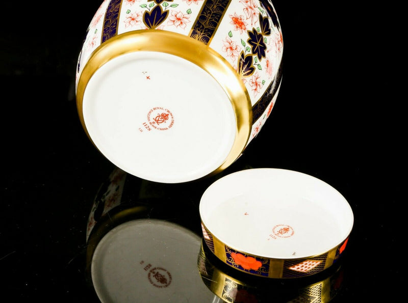 ROYAL CROWN DERBY - LARGE OLD IMARI 1128 GOLD BAND GINGER JAR