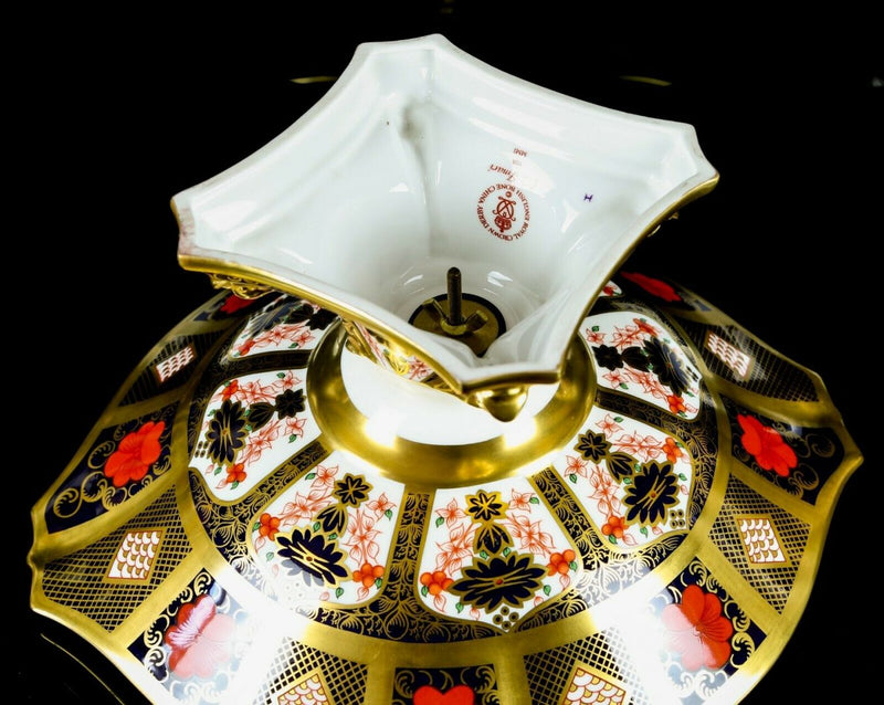 ROYAL CROWN DERBY - LARGE OLD IMARI 1128 GOLD BAND DOLPHIN BOWL COMPORT