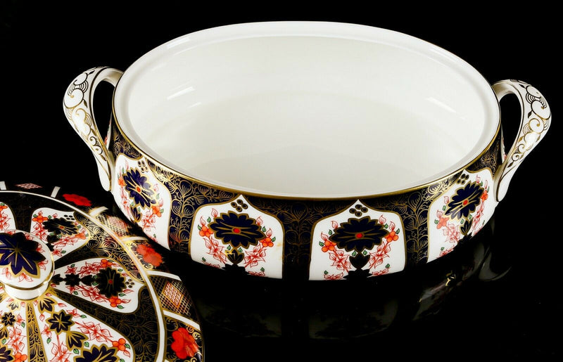 ROYAL CROWN DERBY - LARGE OLD IMARI 1128 GOLD VEGETABLE TUREEN SERVING DISH