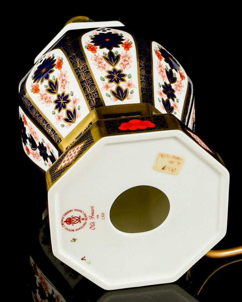 ROYAL CROWN DERBY - LARGE OLD IMARI 1128 SOLID GOLD BAND BALUSTER LAMP BASE
