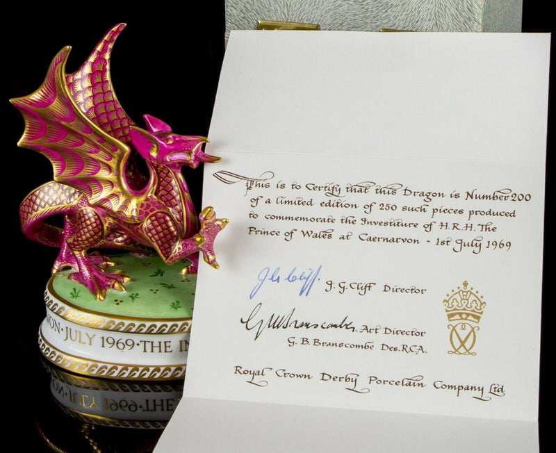 ROYAL CROWN DERBY -WELSH DRAGON- LIMITED EDITION INVESTITURE PAPERWEIGHT FIGURE, BOXED