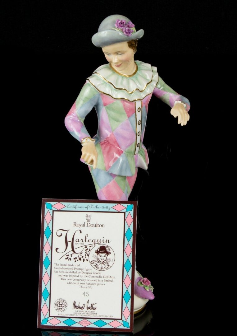 ROYAL DOULTON -HARLEQUIN- LARGE LIMITED EDITION CHARACTER FIGURE HN4058 &amp; COA