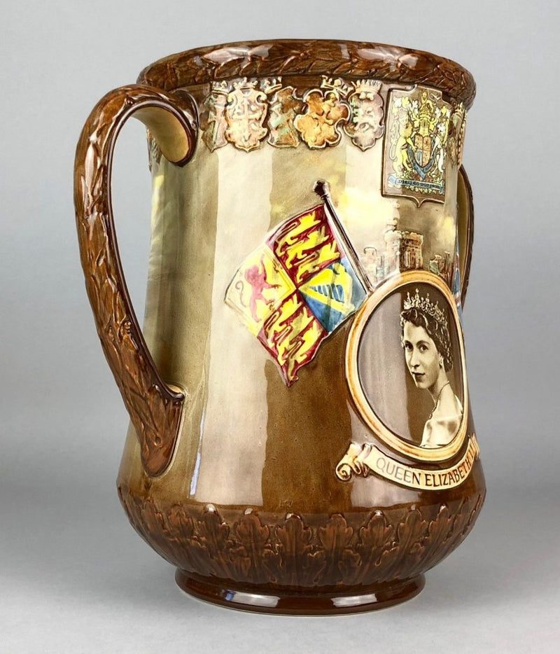 ROYAL DOULTON - QUEEN ELIZABETH II CORONATION, 1953, ERII LOVING CUP JUG VASE