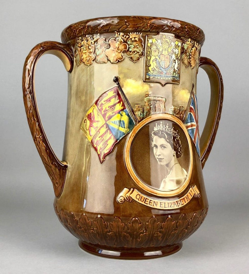 ROYAL DOULTON - QUEEN ELIZABETH II CORONATION, 1953, ERII LOVING CUP JUG VASE