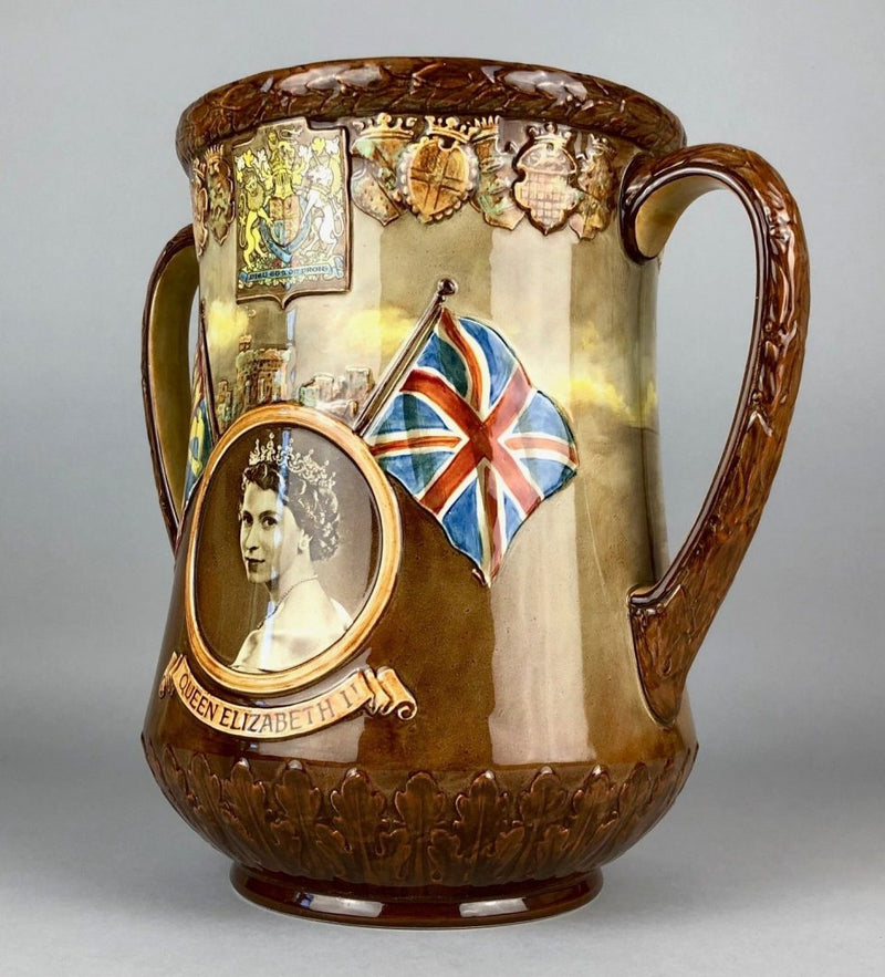 ROYAL DOULTON - QUEEN ELIZABETH II CORONATION, 1953, ERII LOVING CUP JUG VASE