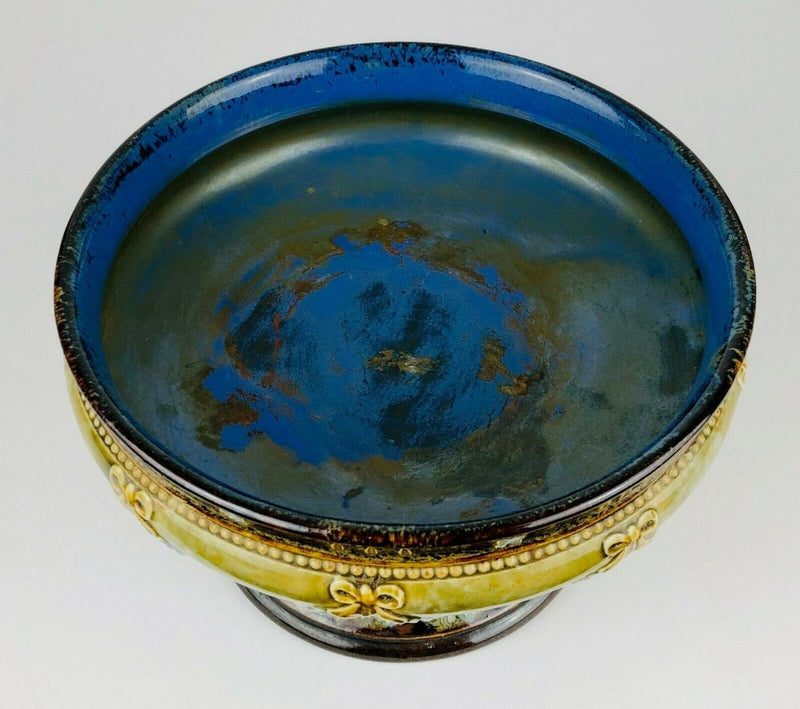 ROYAL DOULTON SALT GLAZED STONEWARE SHALLOW PEDESTAL BOWL COMPORT TAZZA 8486