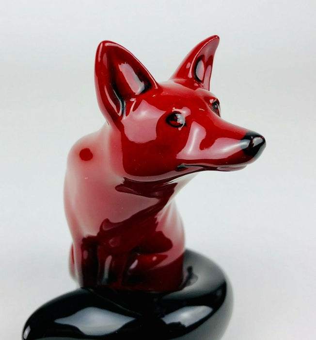 ROYAL DOULTON -SEATED FOX- FLAMBE OX-BLOOD ANIMAL DOG FIGURE MODEL