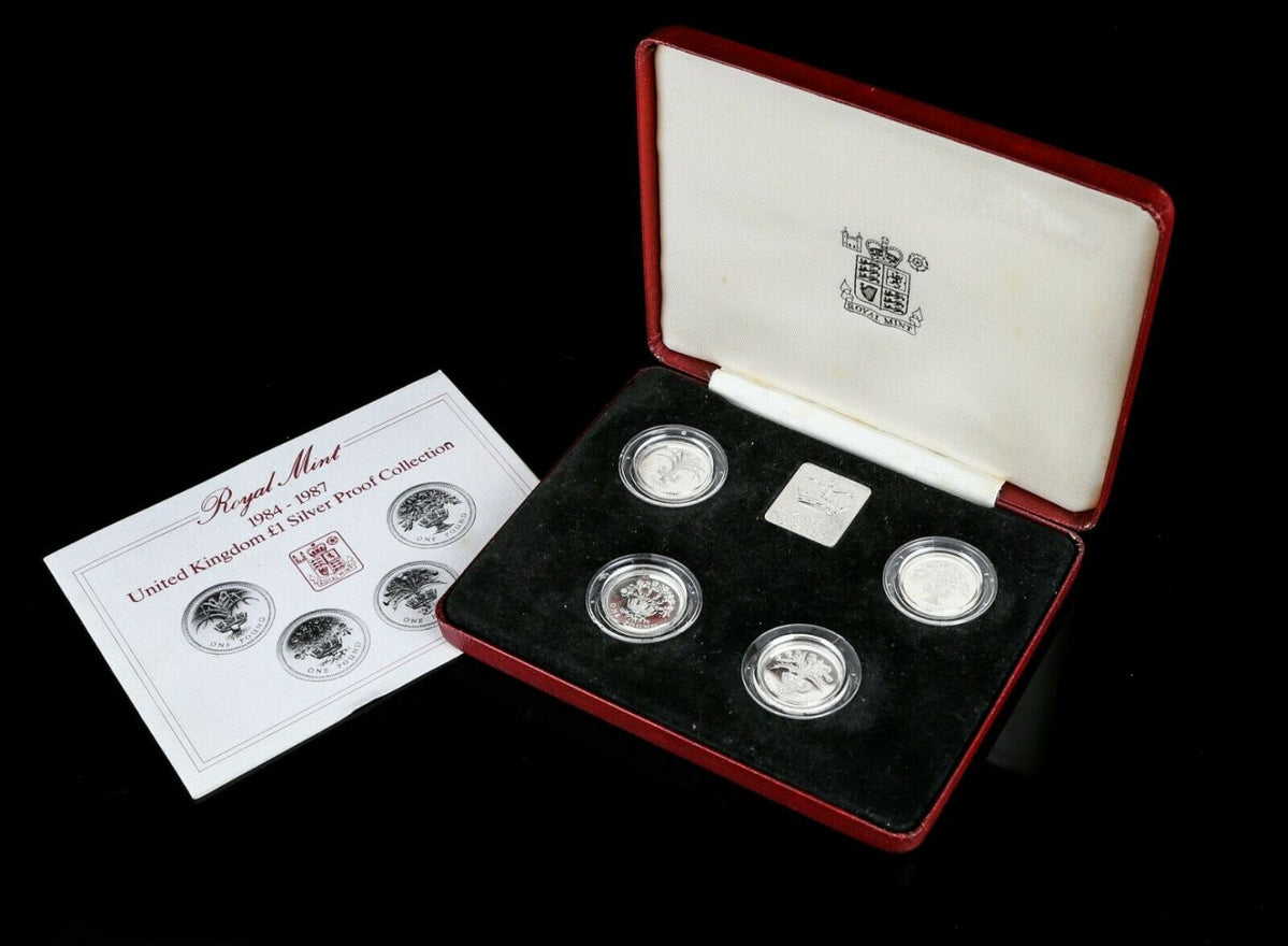 Royal Mint £1 Silver Proof Collection 19841987 Uk Limited Edition