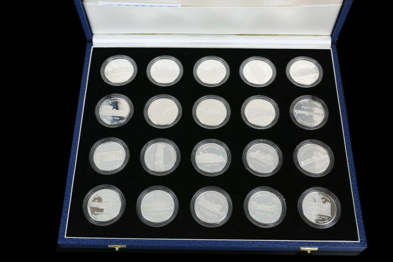 ROYAL MINT -CASTLES &amp; FORTS- CENTRAL BANK OF OMAN 20-COIN RIAL SILVER PROOF SET