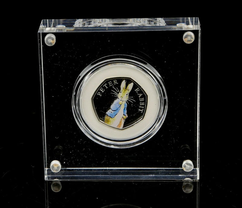 ROYAL MINT -PETER RABBIT- 2019 BEATRIX POTTER SILVER PROOF 50p COIN, BOXED &amp; COA