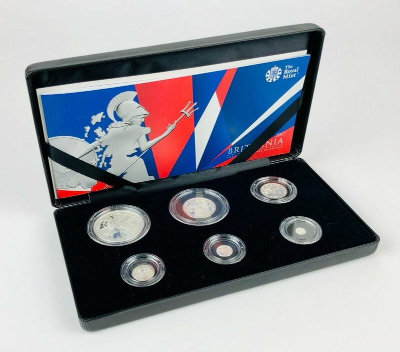 ROYAL MINT -THE BRITANNIA- 2017 UK LIMITED EDITION SIX-COIN SILVER PROOF SET COA