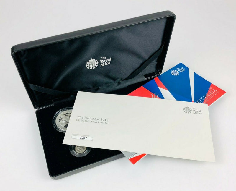 ROYAL MINT -THE BRITANNIA- 2017 UK LIMITED EDITION SIX-COIN SILVER PROOF SET COA