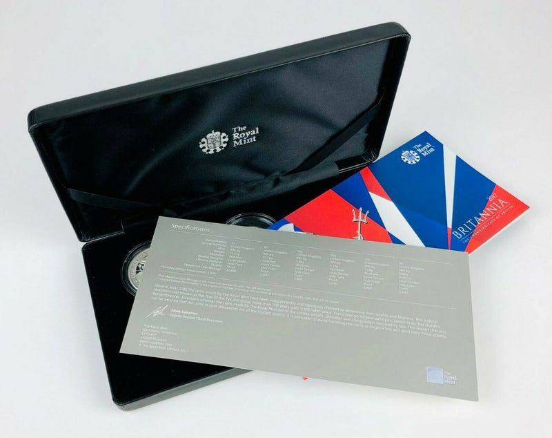 ROYAL MINT -THE BRITANNIA- 2017 UK LIMITED EDITION SIX-COIN SILVER PROOF SET COA