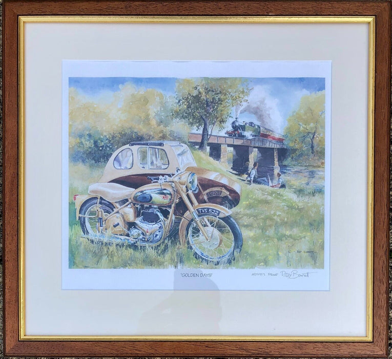 ROY BARRETT, 'GOLDEN DAYS', LIMITED EDITION MOTORCYCLE BIKE PRINT, SIGNED