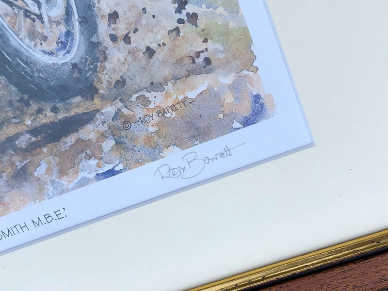 ROY BARRETT, 'JEFF SMITH MBE', LIMITED EDITION MOTORCYCLE BIKE PRINT, SIGNED