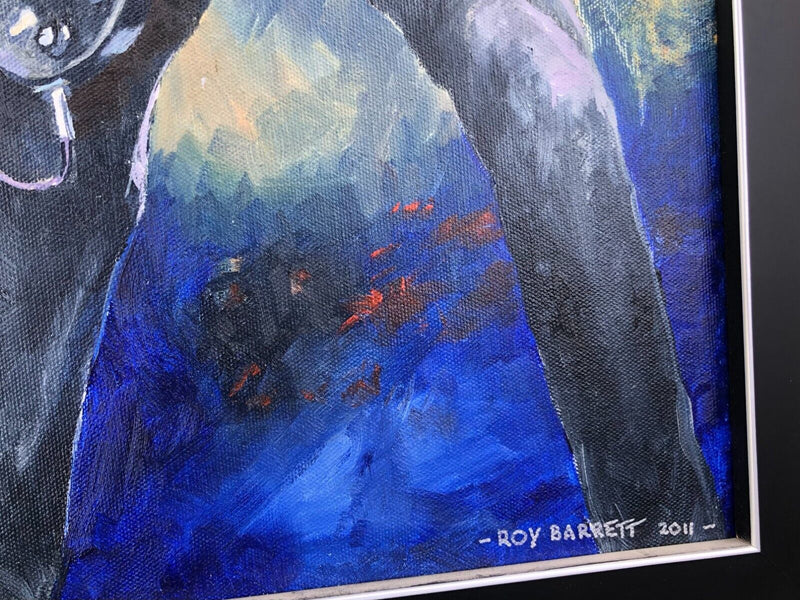 ROY BARRETT - KEITH RICHARDS, THE ROLLING STONES, ORIGINAL PAINTING, SIGNED