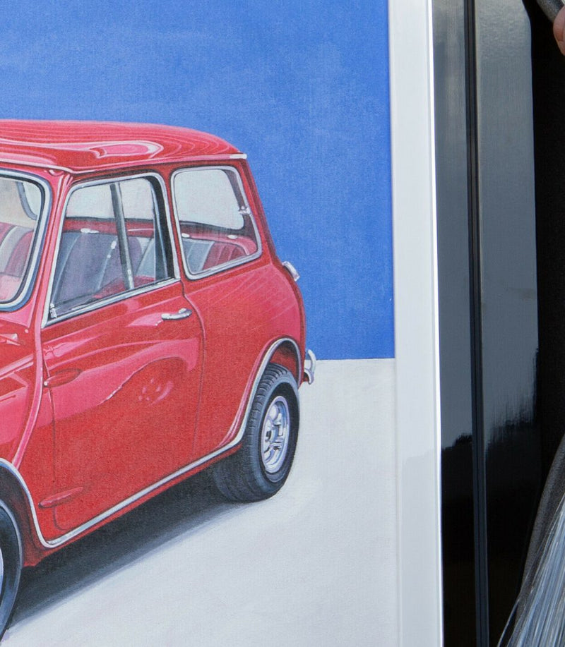 ROZ WILSON -ITALIAN JOB, 1968 MINI COOPER S- ACRYLIC ON CANVAS, SIGNED