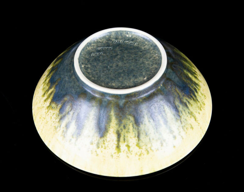 RUSKIN - STUDIO ART POTTERY GREEN/YELLOW CRYSTALLINE GLAZED BOWL DISH, 1927
