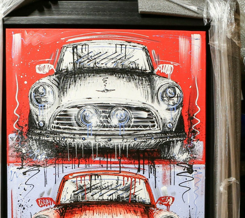 SAMANTHA ELLIS (BRITISH, b.1992) -THIRD WHEEL- ITALIAN JOB MINIS, LARGE CANVAS PAINTING