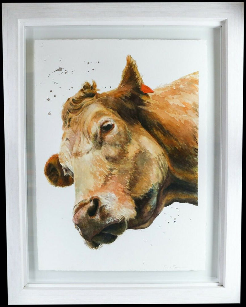 SARAH STOKES (BRITISH, C20th) -BUTTERCUP- COW STUDY ORIGINAL WATERCOLOUR, SIGNED