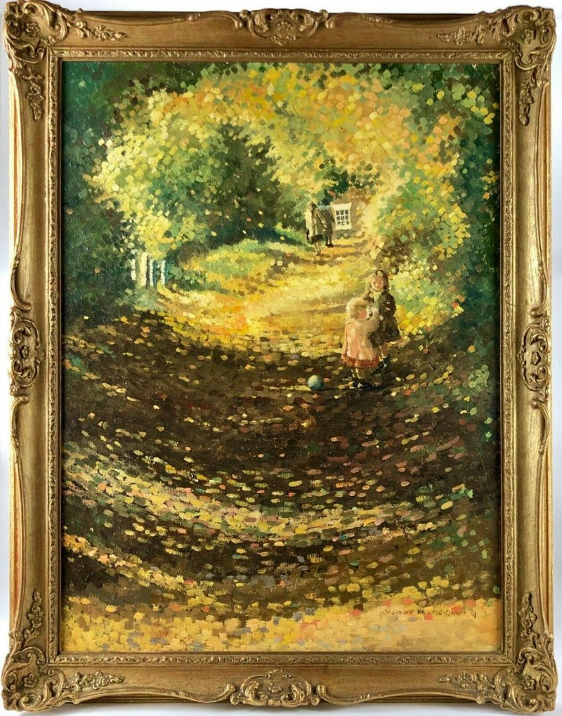 SHERREE VALENTINE DAINES 'PLAYING OFF CHURCH STREET, BOOKHAM' OIL ON CANVAS, SIGNED