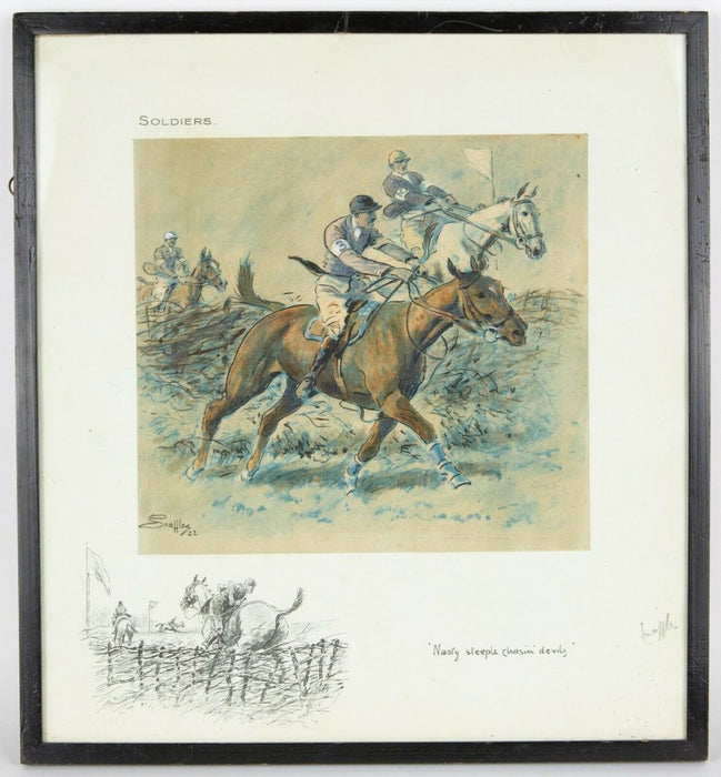 SNAFFLES, CHARLES JOHNSON PAYNE -NASTY STEEPLE CHASIN DEVILS- HORSE PRINT, SIGNED