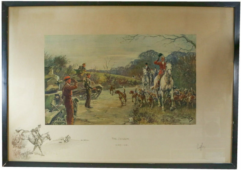 SNAFFLES, CHARLES JOHNSON PAYNE -THE SEASON 1939-40- COLOUR PRINT, SIGNED & BLINDSTAMPED