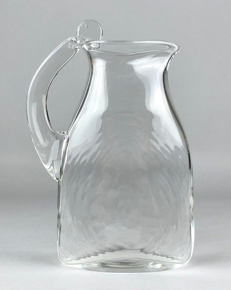 STEVEN NEWELL - C20th MODERN DESIGN GLASS FLAT OVOID WATER JUG PITCHER