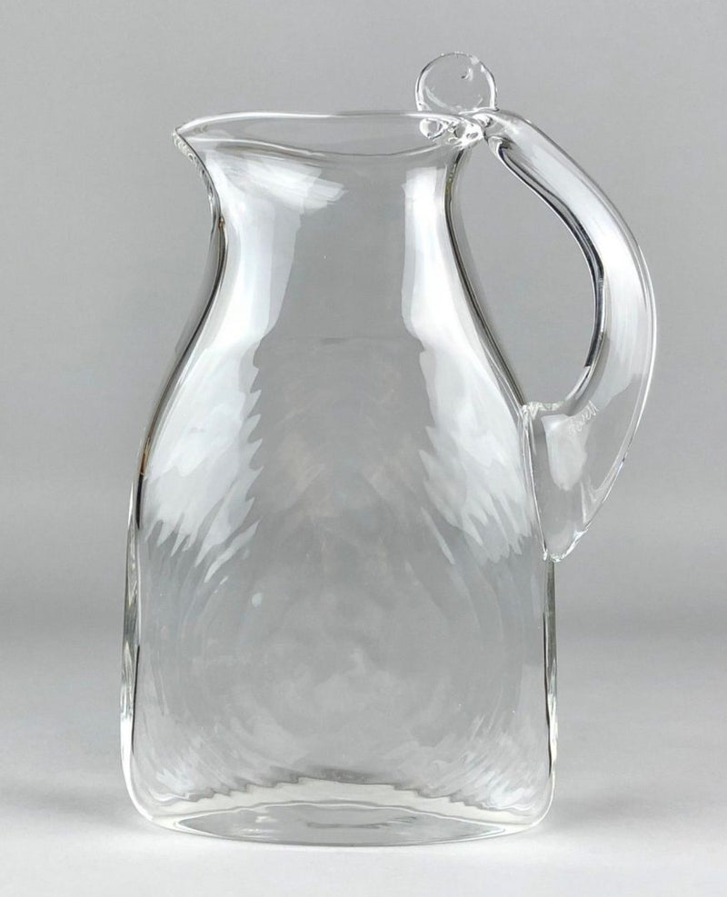 STEVEN NEWELL - C20th MODERN DESIGN GLASS FLAT OVOID WATER JUG PITCHER