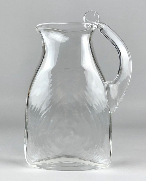 STEVEN NEWELL (b.1948) - C20th MODERN DESIGN GLASS FLAT OVOID WATER JUG PITCHER