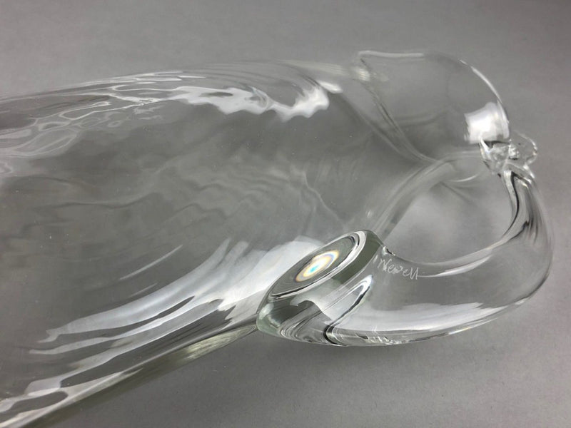 STEVEN NEWELL - C20th MODERN DESIGN GLASS FLAT OVOID WATER JUG PITCHER