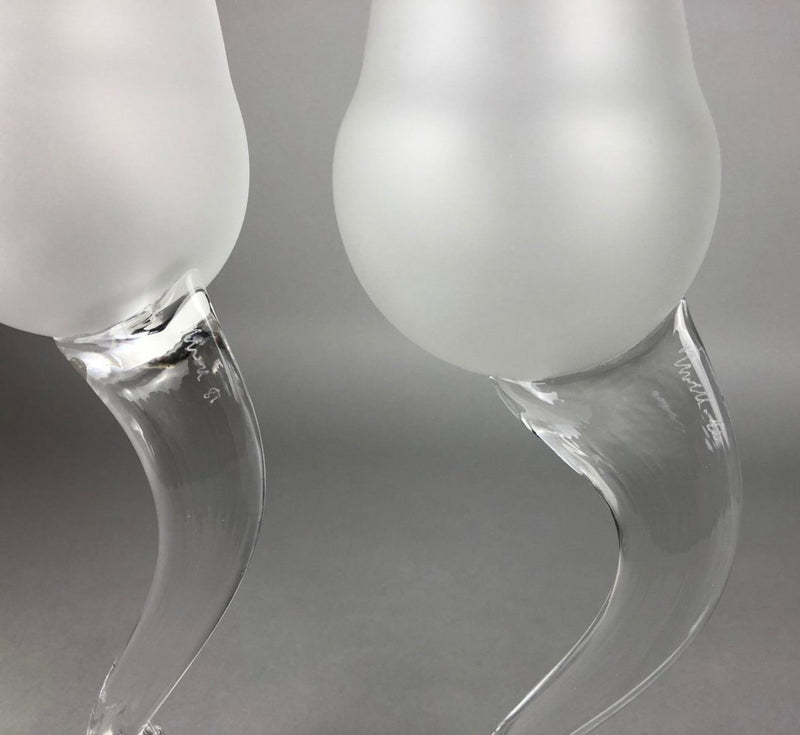 STEVEN NEWELL - C20th DESIGN ART OPAQUE WINE DRINKS GLASSES PAIR