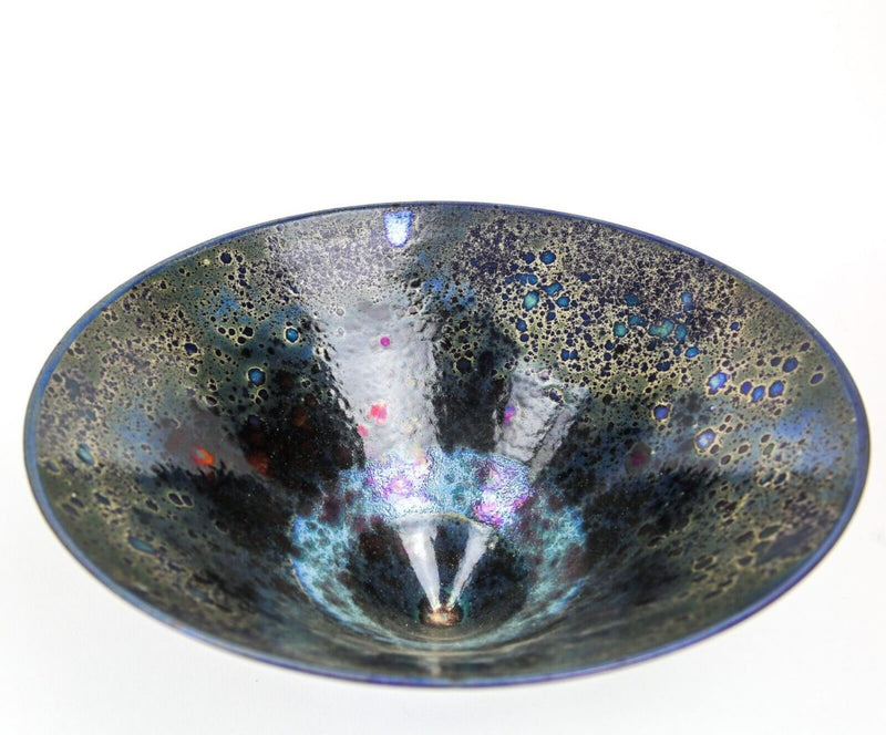 SUTTON TAYLOR - LARGE STUDIO ART POTTERY CONICAL BLUE/GREEN LUSTRE BOWL, SIGNED