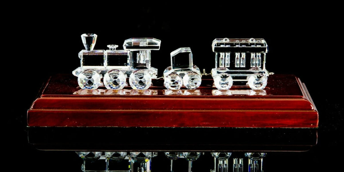 Swarovski -3 Piece Train Set- Crystal Locomotive Wagon Figure Ornaments ...