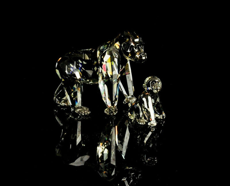 SWAROVSKI -MOTHER GORILLA &amp; CUB- CRYSTAL MONKEY FIGURE ORNAMENT 952504, BOXED