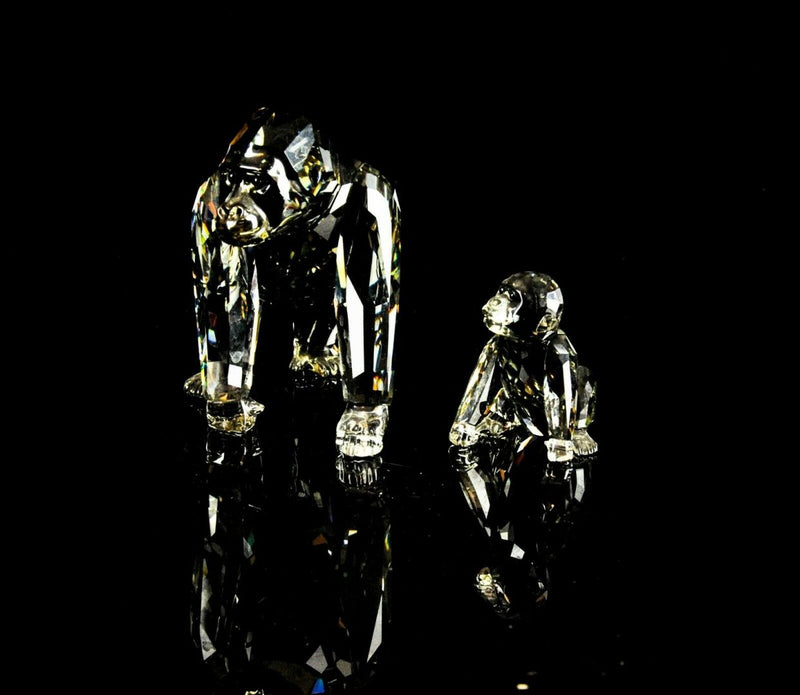SWAROVSKI -MOTHER GORILLA &amp; CUB- CRYSTAL MONKEY FIGURE ORNAMENT 952504, BOXED