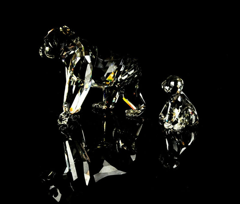 SWAROVSKI -MOTHER GORILLA &amp; CUB- CRYSTAL MONKEY FIGURE ORNAMENT 952504, BOXED