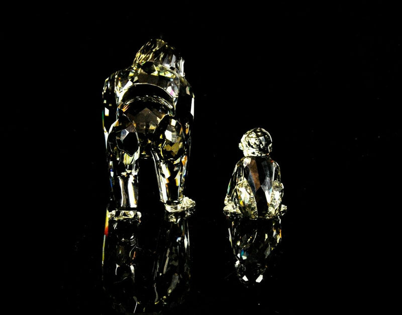 SWAROVSKI -MOTHER GORILLA &amp; CUB- CRYSTAL MONKEY FIGURE ORNAMENT 952504, BOXED