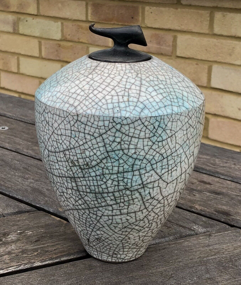 TIM ANDREWS - RAKU STUDIO ART POTTERY JAR POT VASE, SIGNED