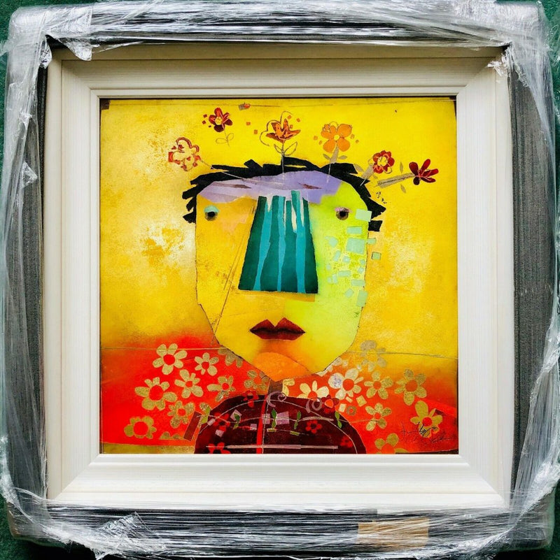 TERRI HALLMAN (b.1962) -STRIPE- PORTRAIT STUDY, ORIGINAL OIL PAINTING, SIGNED