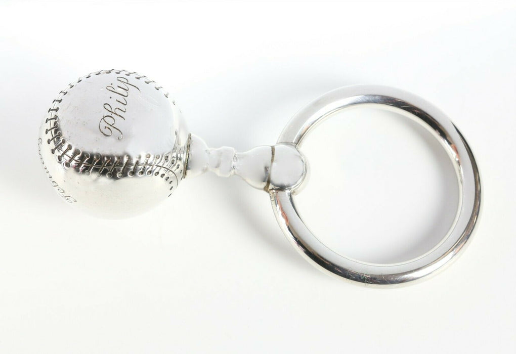 TIFFANY & Co. -BASEBALL- 925 STERLING SILVER BABY/CHILDS RATTLE TEETHER