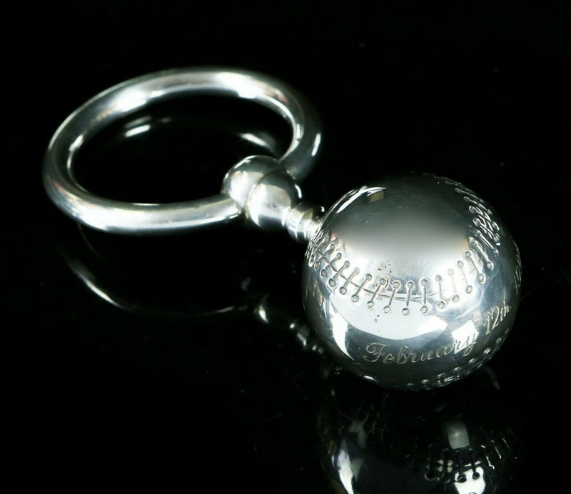 TIFFANY & Co. -BASEBALL- 925 STERLING SILVER BABY/CHILDS RATTLE TEETHER