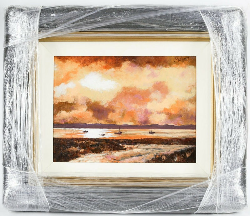TIMMY MALLETT (BRITISH, b.1955) -MAGICAL SUNSET- COASTAL SCENE, ORIGINAL OIL ON BOARD, SIGNED