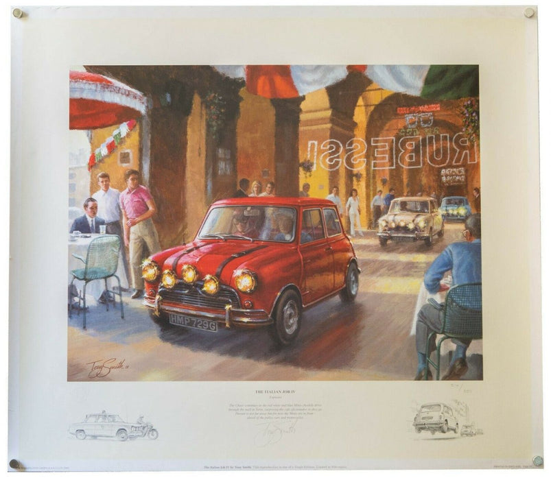 TONY SMITH -ESPRESSO- THE ITALIAN JOB IV LIMITED EDITION PRINT 514/850, SIGNED