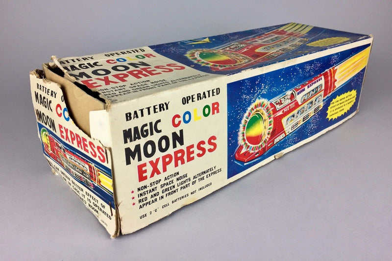 TPS 'MAGIC COLOR MOON EXPRESS' VINTAGE JAPANESE BATTERY OPERATED ROCKET TRAIN BUS TOY