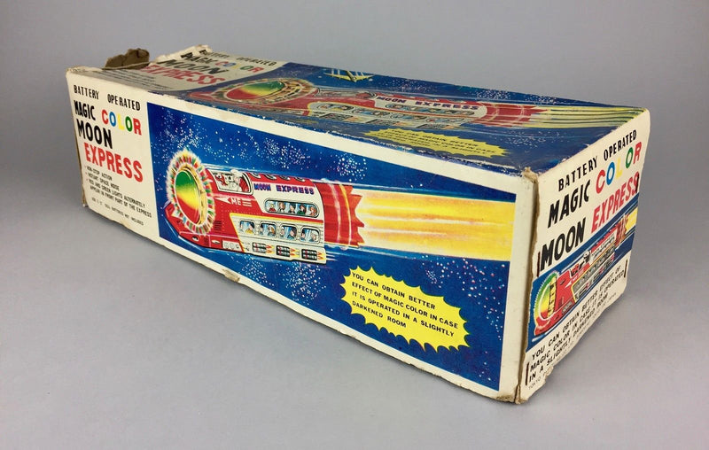 TPS 'MAGIC COLOR MOON EXPRESS' VINTAGE JAPANESE BATTERY OPERATED ROCKET TRAIN BUS TOY
